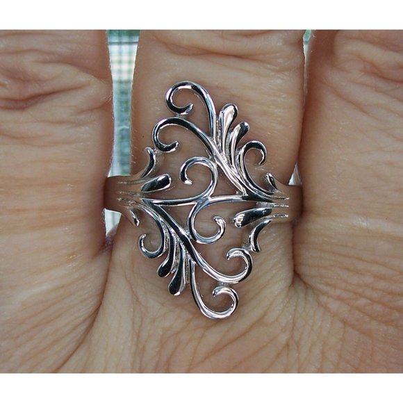 925 STERLING SILVER Unique Swirls Statement Ring - Picture 11 of 16